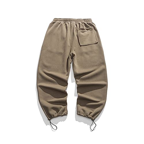 Heren retro effen kleur broek mode trendy persoonlijkheid knappe veelzijdige outdoor klassieke splicing elastische taille sportbroek - Afbeelding 3