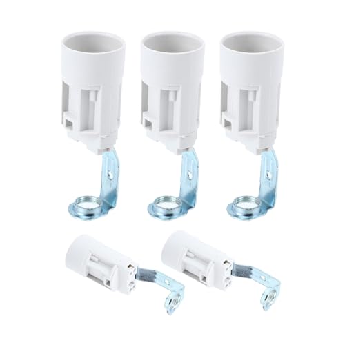 Portalámparas E14 Soporte, Base de Casquillo Roscado para Bombillas Tipo Vela, white, Altura Total 70 Mm, Juego de 5 Piezas, para Uso en Iluminación Doméstica y Proyectos