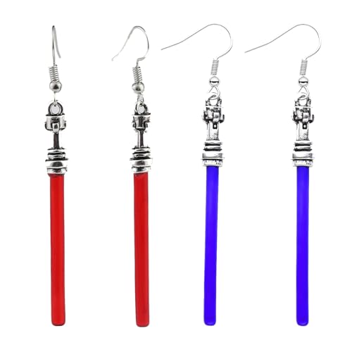 Sta War Green Light Saber Dangle Earrings,1 Pairs Classic Movie Lightsaber Drop Earrings for Women Fans