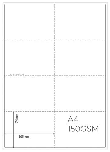 OfficeGear A7 Karte, perforiert, bedruckbar, Index-Nachfüllkarten, 7,4 x 10,4 cm, 8 Karten pro weißem A4-Blatt, 150 g/m², 55 Blatt, 200 Karten, kostenlose Vorlage Cover