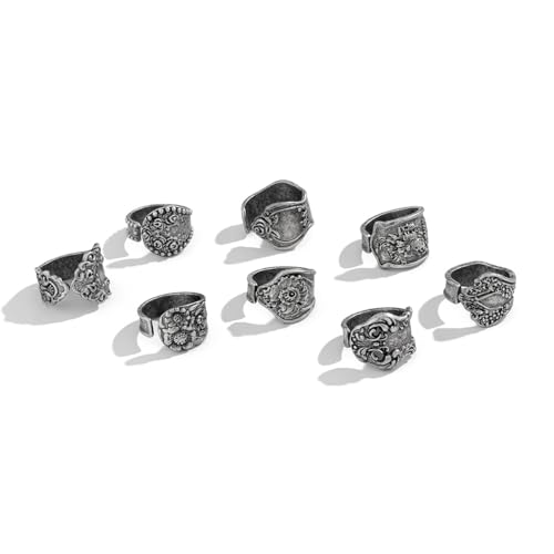 PINK TOWN Vintage Knuckle Rings Set for Women Bohemian Retro Hollow Carved Flower Rings Boho Stackable Chunky Rings Set Y2k Ring Statement Rings Vintage Bohemian Style Jewelry for Women4