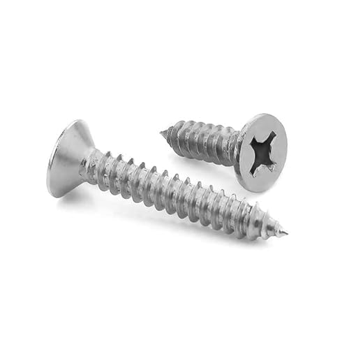 M5 x 12mm (40個) フラットヘッドネジ セルフタッピングねじ、ステンレススチール 304木ネジ詰め合わせキット、プラスフラット、皿頭セルフタッピングドリルねじ