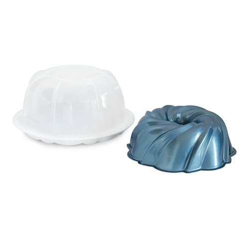 Image of Nordic Ware Formed Swirl Bundt with Keeper, 10 Cup, Twilight Blue