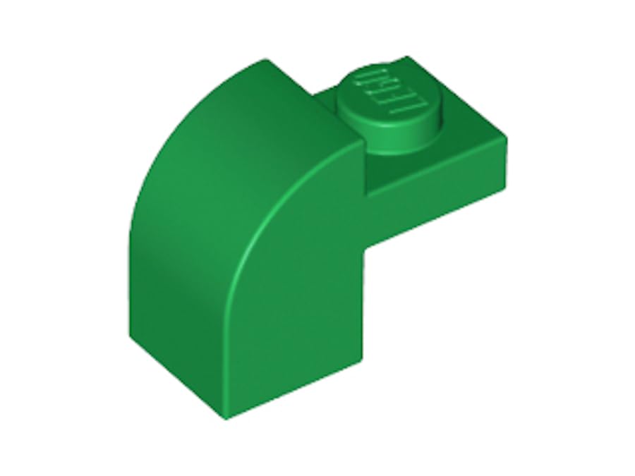 LEGO Slope Brick, Curved 2 x 1 x 1 1/3, Single Recessed Stud, Part 6091 (Green, 10, Bricks), Multicoloured, Standard