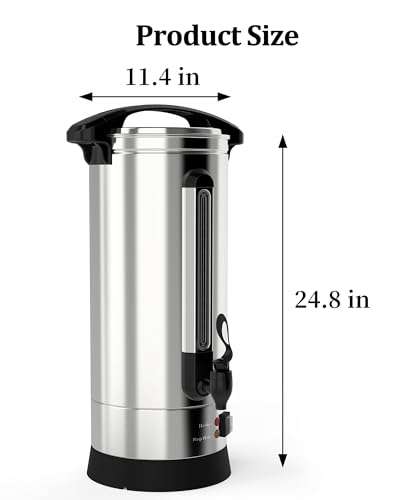 Coffee Urn, Commercial Grade Hot Water Dispenser with Coffee Percolator,65 Cups 10L Stainless Steer Hot Beverage Thermos,Hot Water Urn for Catering,Silver