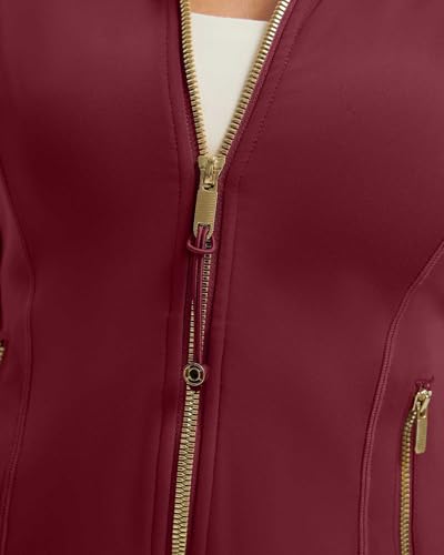 Image of SUUKSESS Women Golden Full Zip Up Workout Cropped Jackets Lightweight Athletic Yoga Tops