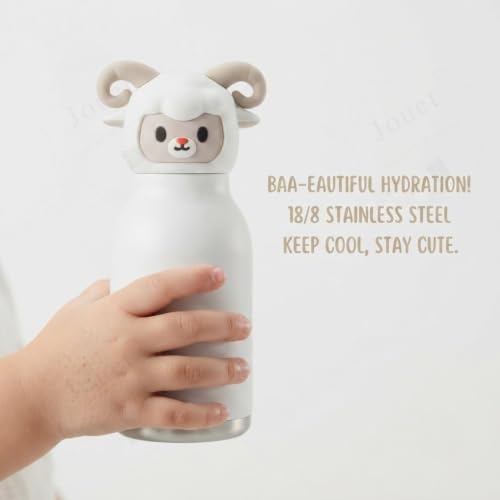 Image of JOUET Cute Sheep Kids Water Bottle 280ml, Stainless Steel Leakproof Drinking Bottle for School, Travel, Sports & Daily Use