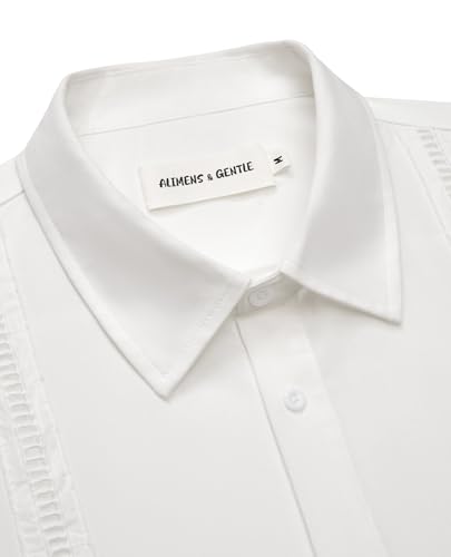 Alimens & Gentle Mens Cuban Guayabera Shirts Short Sleeve Button Down Shirts for Men Summer Beach Wedding2