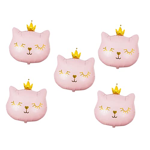 LABRIMP 5個可愛い猫の王冠アルミ風船 パーティーデコレーション用バルー