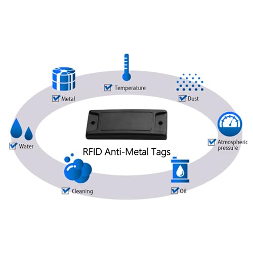 Image of 3pcs RFID ABS Strip Anti-Metal Tags Durable ABS Ntag213 Hard Strip Waterproof RFID Tag with Adhesive Back, Black Heat-Resistant RFID Tags for Home Security and Charging System (78 * 30mm)
