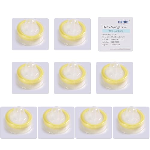 Cobetter SFMPES-2233S--10 Pack Syringe Filter Pes Hydrophilic Filtration Sterile Lab Filters 0.22Μm Pore Size 33Mm Membrane Diameter Individually Packed cover