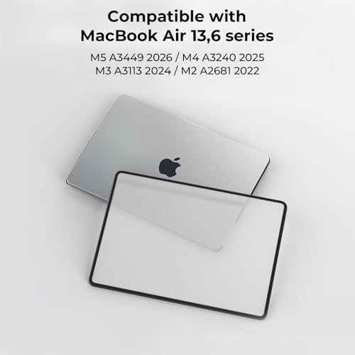 Image of BlueSwan Hard Shell Case Compatible for Apple MacBook Air 13 inch M5 2026 2025 2024 2022 M4 M3 M2,A3449 A3240 A3113 A2681,13.6 inch Matte TPU Frame Anti-Fingerprint Laptop Protective Cover-Frosted Clear