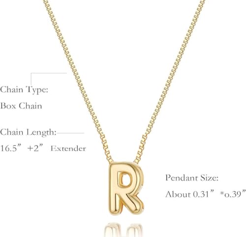 Image of Personalized Bubble Letter Initial Necklace, 14K Gold Plated, Dainty Pendant for Women, Trendy Gold Jewelry