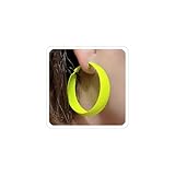 Chunky Hoop Earrings for Women 80s 90s Statement Wide Hoop Earrings Large Trendy Exaggerated Earring Vintage Neon Earrings Jewelry Accessories (Yellow)