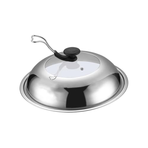 MOTHNUR Stainless Steel Pot Lid 32cm Vertical Fresh-keeping Protective Cover Stand Handle for Kitchen Cooking