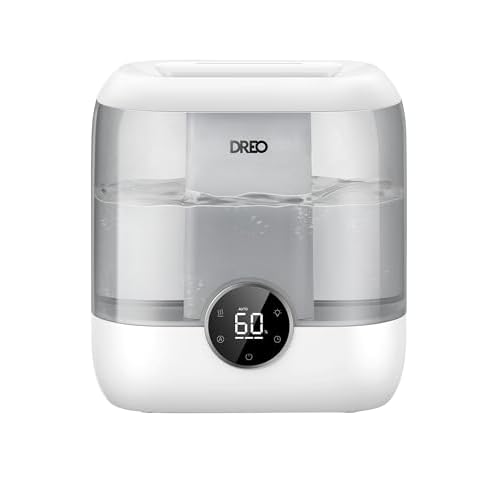 Dreo 6L Humidifiers for Bedroom, Quiet Supersized Cool Mist Ultrasonic Humidifier with Diffuser, 60 Hour Runtime for Home, Nursery, Plant, Gray 6L Gra