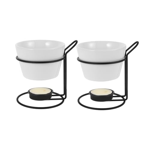 PRETYZOOM 2sets Ceramic Butter Fondue Melting Pot Set Chocolate Cheese Warmer for Home Use Versatile Design Quick Melting for Parties Gatherings