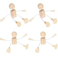 4 Stück DIY Holzfiguren, Biegepuppen Holzfiguren zum Bemalen, Naturholz Figuren zum Bemalen für Kinder DIY-Set für Tischdekoration & Bastelprojekte