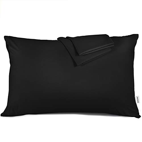 ADORIC Taie d'oreiller 50x70cm [Lot de 2] Taies d'Oreillers 100% Microfibre Doux Confortable Peu Salissant 50cmx70cm-Noir Cover