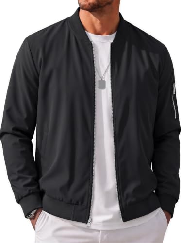 Image of MAGCOMSEN Men's Jacket Lightweight Windbreaker Bomber Jacket Windproof Casual Jacket Zip Up Coats Outwear with 5 Pockets