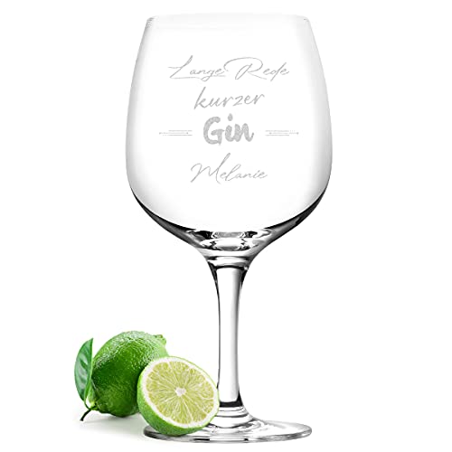 polar-effekt Gin Tonic Glas mit personalisierter Gravur - 755 ml Fassungsvolumen - ideal für Gin und Tonic Water - Cocktail - genussvoll Trinken - Geburtstag - Spruch Lange Rede kurzer Gin