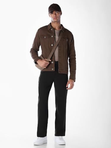 Image of JACK & JONES Men's Spread Collar Cotton Standard Length Washed Denim Jacket