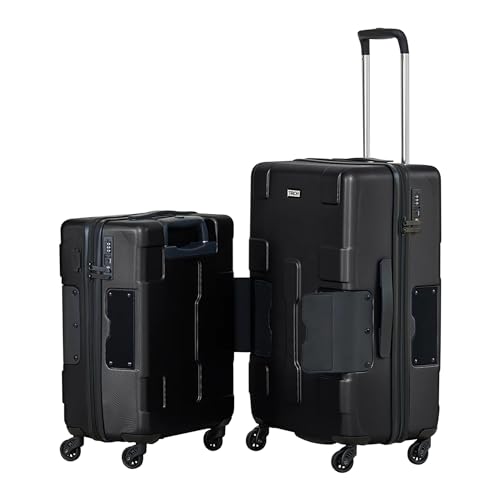 Tach V3.1 Hard Shell 2 Piece Luggage Set - 20 & 28 inch Luggage | Carry On & Large Checked Suitcases | Patented Built-In Connecting System | Rolling Suitcase Links 9 Bags (Black)