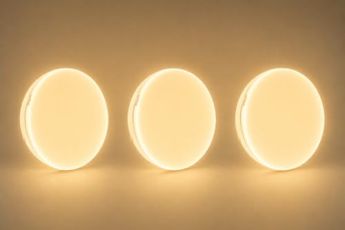 Image of OLIPS LED Bulkhead Light IP54 Waterproof Indoor /Outdoor Wall & Ceiling Light - Weatherproof, Shock Proof, Slim Plastic Surface-Mounted Fixture (18 WATT Round (Warm White), 3)