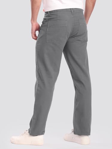 Image of BENE KLEED Men's Solid Cotton Trousers | Classic Style | Full Length | Relaxed Fit |