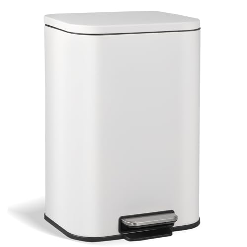 Caneca de basura rectangular acero inoxidable 20 L blanco