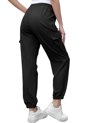 Image of Cromoncent Girls&Womens Cargo Pants Elastic Waist Lightweight Outdoor Jogger Pants, 6 Years - XX-Large