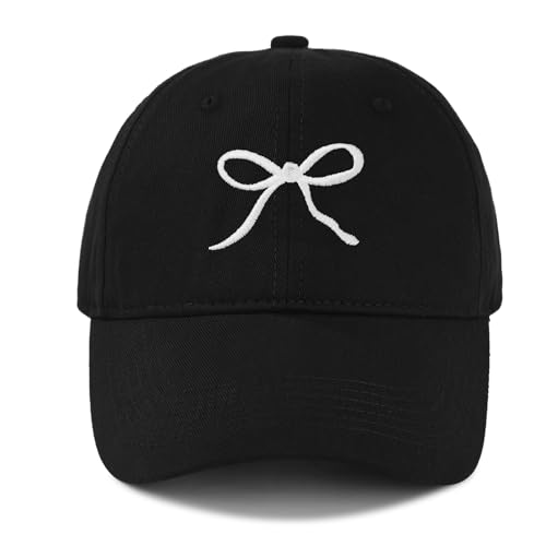 Black Cute Baseball Caps for Women Stylish Y2K Bow Hat Fashionable Headwear for Summer Outdoor Activities