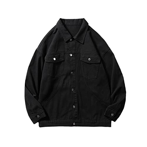 Veste en jean homme noire tenue urbaine casual stretch boutonnée pour sortir