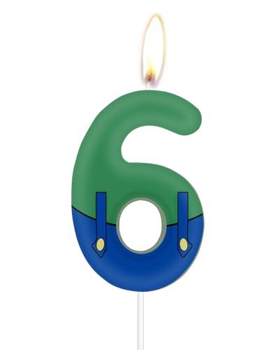 iNINGER Number 6 Birthday Candles,Green Party Candles,Hot Cartoon Game Characters Themed Happy 6th Birthday Cake Perfect Decorations for Boys Girls Kids Party Supplies