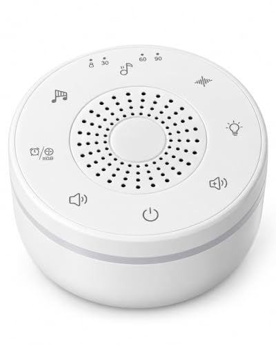 Portable White Noise Machine, Rechargeable Sound Machine for Sleep | 30 sounds, 5-color night light, 32 volume levels, 30/60/90-minute timers, memory, child lock, USB-C charging and lanyard - image 1