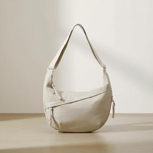 Image of GLOSSY Nylon Crescent Crossbody Sling Bag For Women and Girls, 3 Zippers, Lightweight, Travel and Casual use