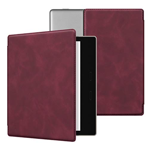 Ayotu Custodia Skin Touch Feeling per la Tutto-nuovo Oasis(10th Gen, 2019 & 9th Gen, 2017), resistente pelle morbida con Auto Wake/Sleep per la Tutto-nuovo Kindle Oasis da 7'',Rosso