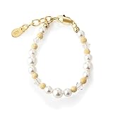Cherished Moments 14K Gold Plated Bracelet for Newborn Infant Baby Girls with High-End Simulated Pearls, Crystals and Gold Sparkle Beads, Gift for Baby Shower or Granddaughter (SM)
