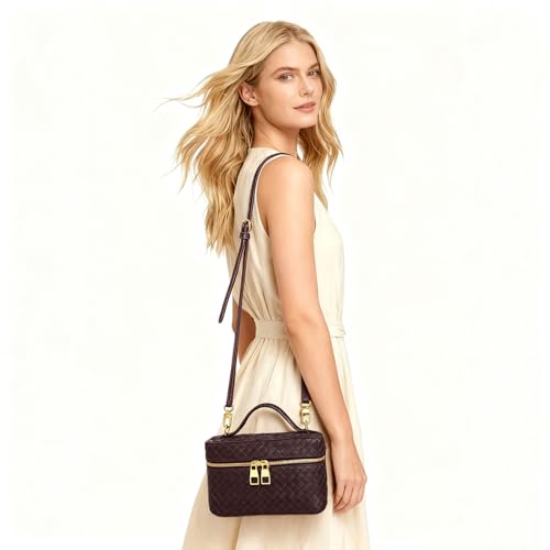 Image of Trendy Shoulder Bags for Women Mini L19 Square Box Satchel Bag Cute PU Leather Crossbody Purse with Adjustable Strap
