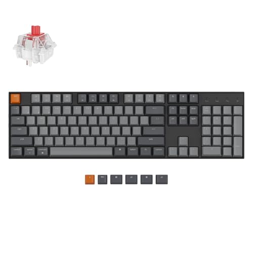 Keychron K10 Full Size Layout White LED Backlit Hot-Swappable Mechanical Keyboard for Mac Windows, Multitasking...