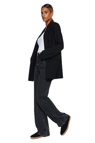 Trendyol Damen Gerade Weites Bein Hohe Taille Jeans