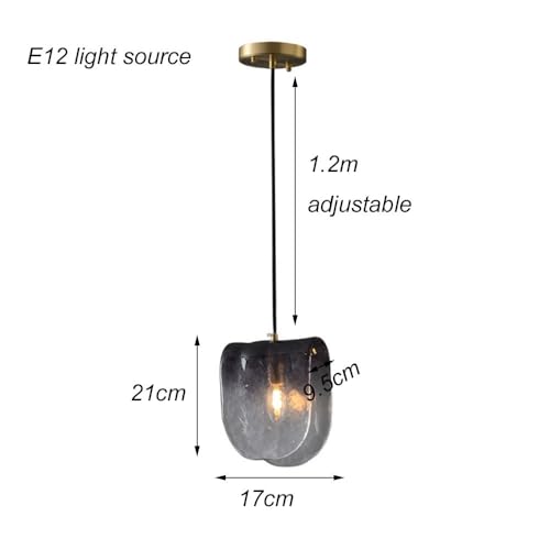 Lampe suspendue en verre gris fumé E12 avec câble réglable - 8