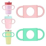 NiHome 2PCS Silicone Dual-Handle Tumbler Grip Compatible with 14oz Stanley Tumblers, Accessories Handle Fit for 12oz Zak Owala Cups, Tumbler Handles for Home Travel Outdoors Daily Use (Pink + Green)