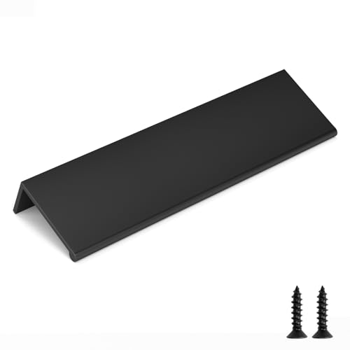 Image of Goldenwarm 50 Pack 5in Black Finger Edge Pulls for Kitchen Handles