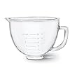 Glass Mixer Bowl For Kitchenaid Tilt-Head Stand Mixers 4.5-5 Quart, 5 qt Mixing Bowl Replacement For Kitchen aid With Measurement Markings,Handle