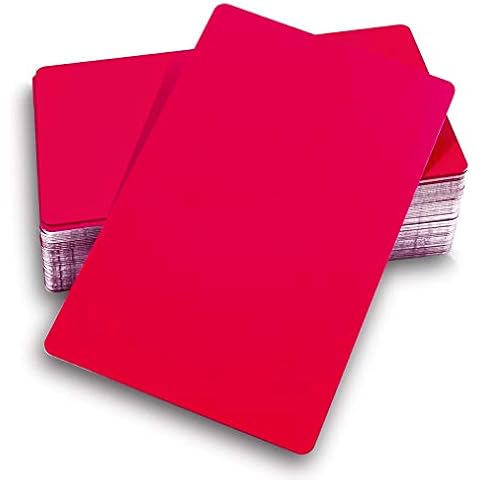 Ebamaz 50PCS Thick 0.45mm Aluminum Metal Business Cards Blanks 3.4 X2.13 inch for Customer Laser Engraving (Red, Blank) Cover