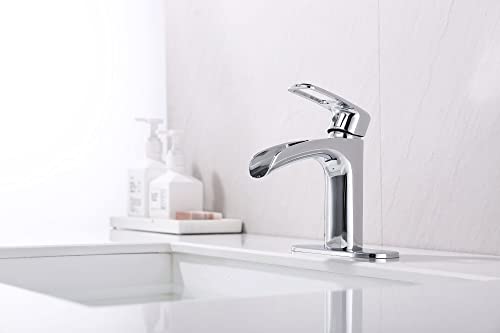 Robinet de salle de bain cascade avec bonde escamotable pour lavabo moderne - 6