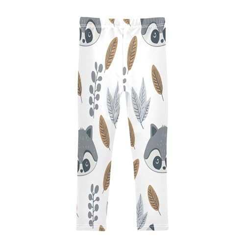 Bolaz Toddler Girls Leggings Printed Yoga Pants Leggings Little Raccoon Small Leaves for Kids2