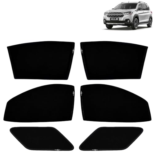Image of KINGSWAY Car Sun Shade Curtains Only Compatible with Maruti Suzuki XL6 (2019 to 2022) | Z-Black Fix-Type (Non-Magnetic) | UV & Heat Protection | Pack of 6 Pcs