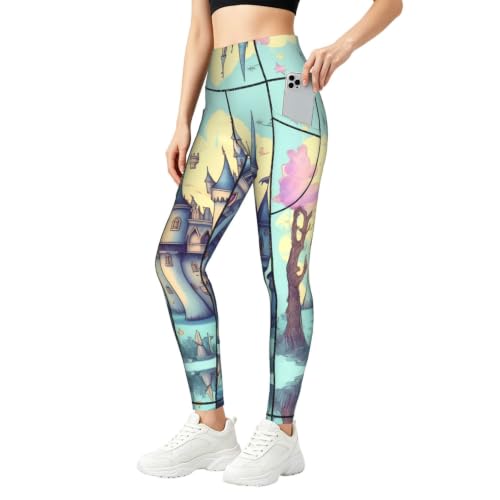 Pantalones de yoga elásticos con cintura alta y bolsillo lateral útil
